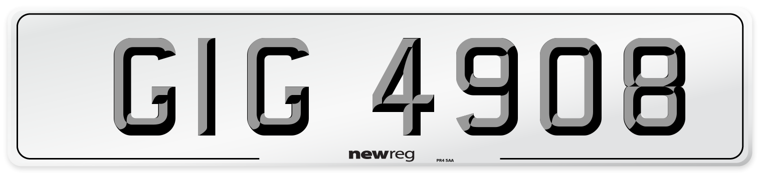 GIG 4908 Number Plate from New Reg
